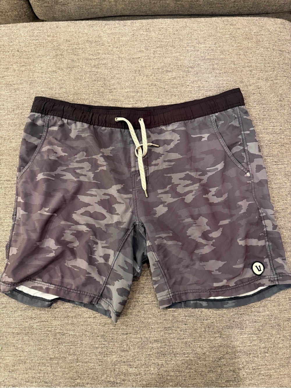 Vuori Men's Gray Camo Athletic Shorts